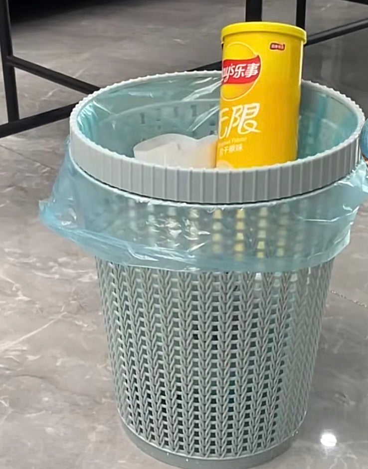 Modern Woven Trash Bin with Hidden Garbage Bag Holder